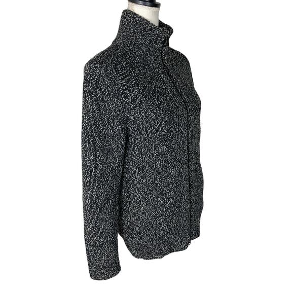 Everlane Wool Full Zip Sweater Jacket Chunky Marled Black Cardigan Size Small - Picture 3 of 8